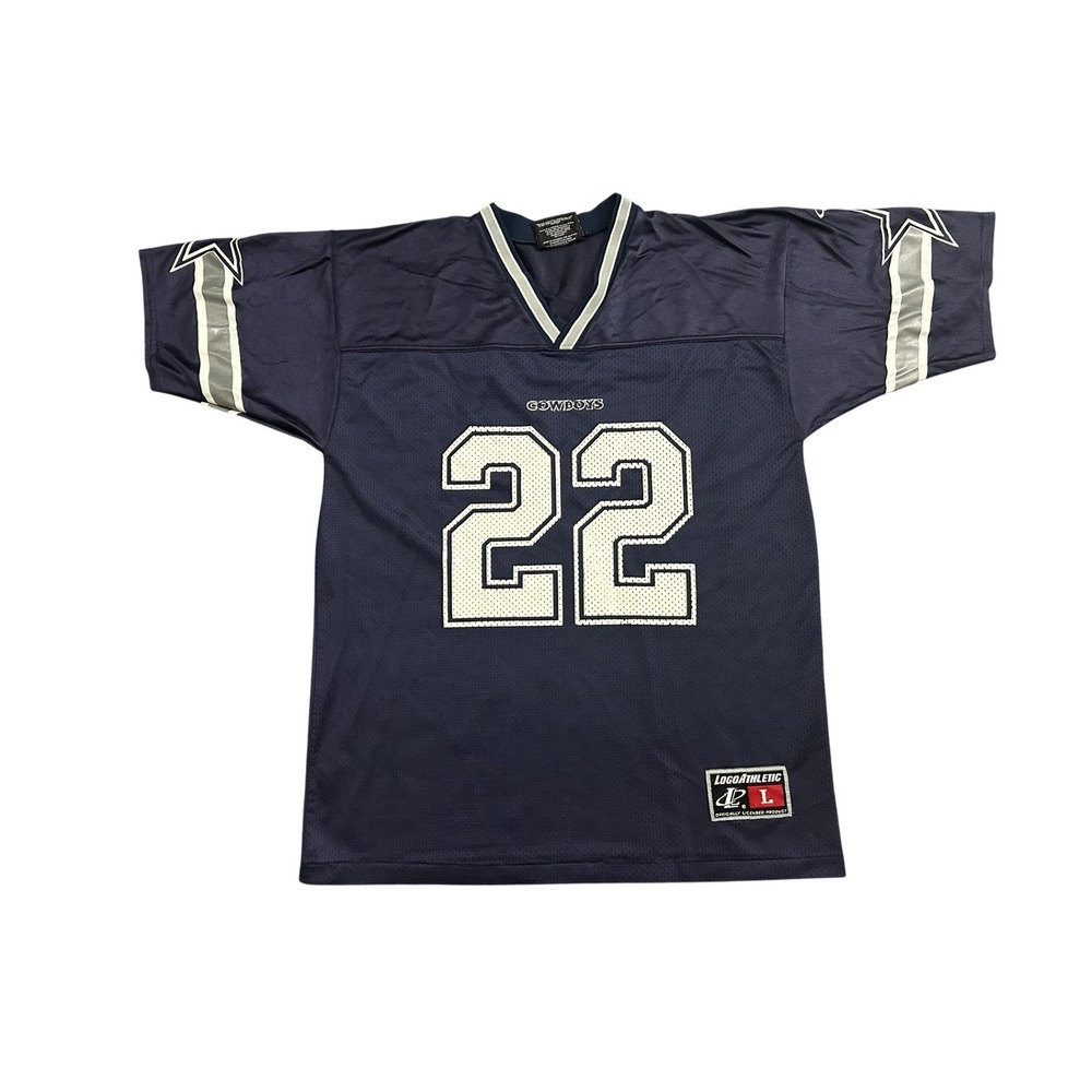 Vintage Dallas Cowboys Jersey Youth L Navy Excellent Emmitt Smith 22 Mesh